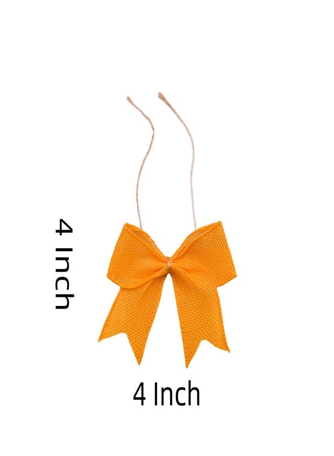 Meseey 12 Pack 4" Mini Burlap Bows Orange - Rustic Handmade Ribbon Bows for Crafting, Wedding Decor,Halloween, Christmas, Thanksgiving Holiday Ornaments(Orange) - Image 2
